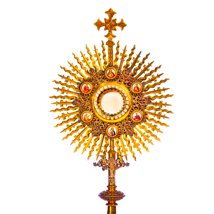 Monstrance with Host on a white background