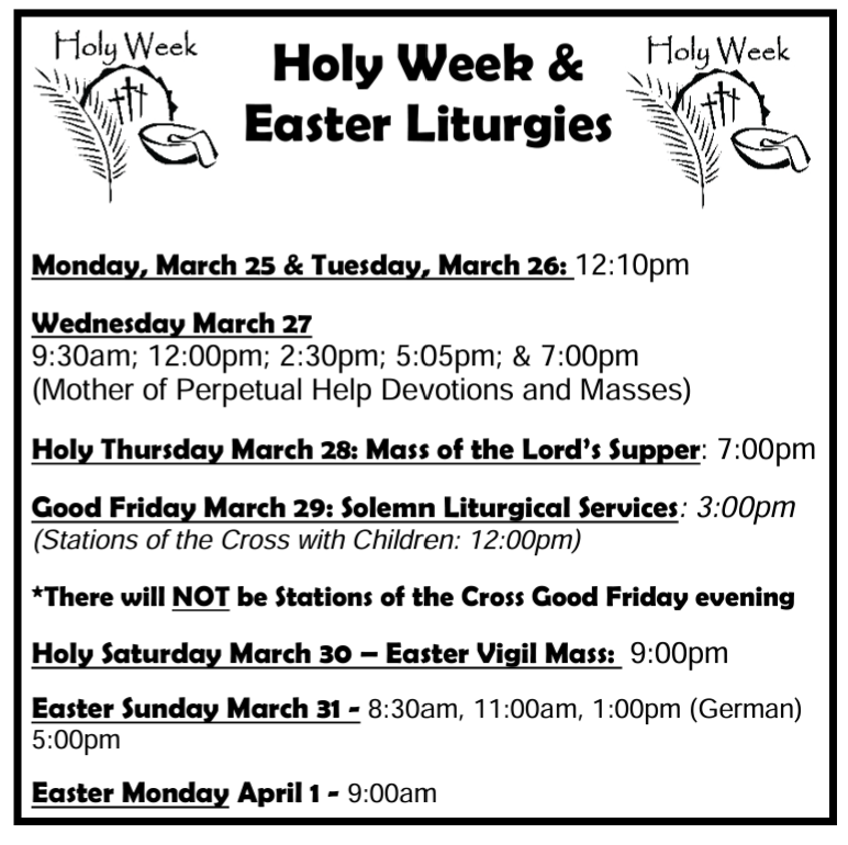 Holy Week and Easter Liturgies